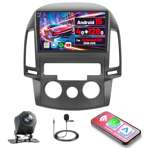 [4G+64G] Inefala Android 15 Autoradio für Hyundai i30 2006-2011 mit Wireless Carplay Android Auto, 9 Zoll Touchscreen Radio Bluetooth mit Navi GPS WiFi RDS/FM SWC Rückfahrkamera...