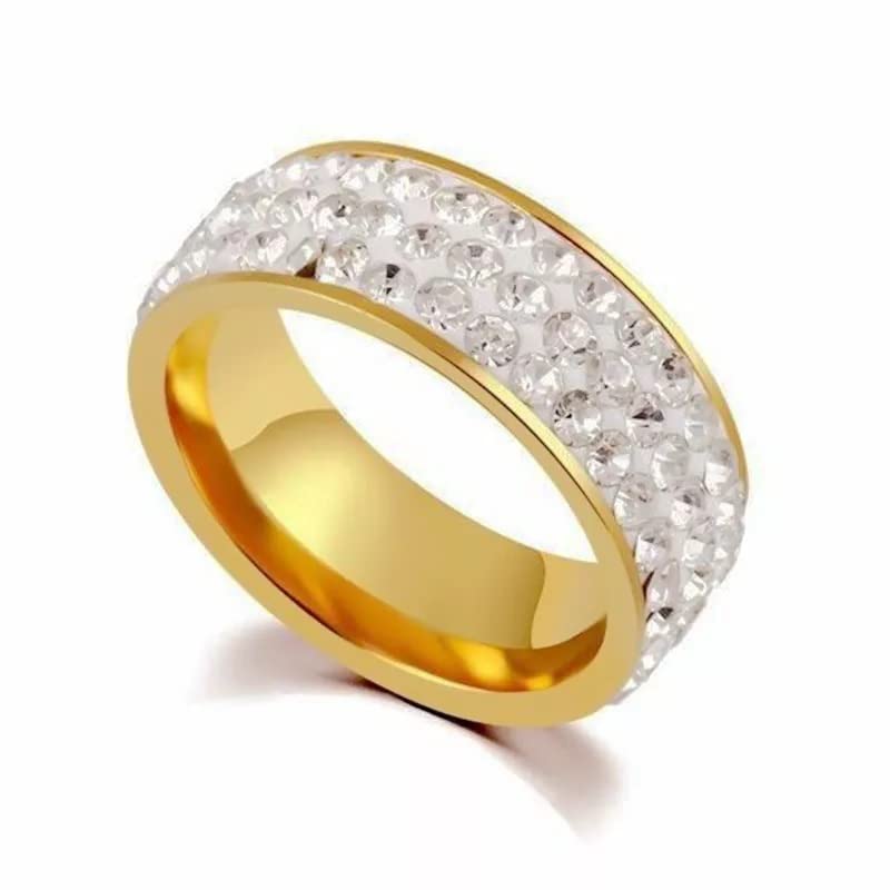 CZ Cuban Iced Out Golden Colour Ring For Unisex-image-44