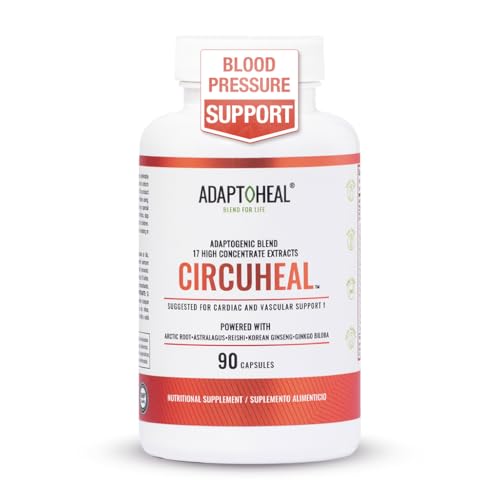 ADAPTOHEAL Circuheal – Adaptogenic Blend with 7 High-Concentrate Botanical Extracts including Astragalus, Ginkgo Biloba & Reishi – Daily Circulation Support Formula – 90 Capsules