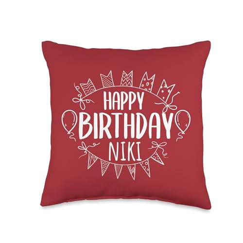 Happy Birthday Niki Throw Pillow