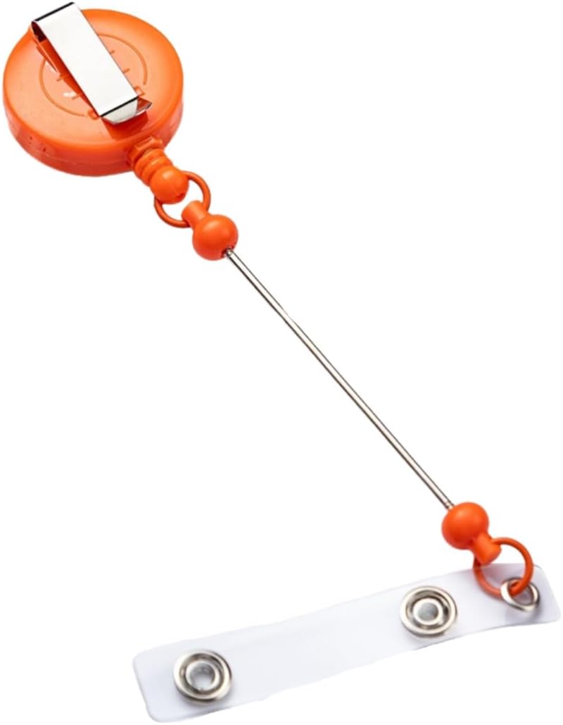 Plus Nao(プラスナオ) リールキークリップ 単品 伸縮式 伸びる リールキーホルダー リールストラップ 事務用品 シンプル 鍵 カギ パスケー - オレンジ
