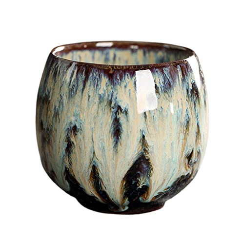 FLCPJGV Bol à Matcha, Tasses à Thé Japonaises, Tasse à Thé Chinoise en Poterie, Bol en Céramique Matcha, Tasse en Céramique Sans Poignée de 110 ML, ré