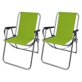 Multistore 2002 2 Stück Outdoor Klappstuhl faltbar inkl. Tragegurt, Camping Garten Balkon Strand Faltstuhl Angelstuhl, Farbe:Grün