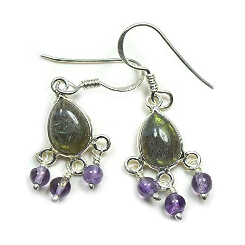 Pendientes de plata de ley 925 y piedra pera natural de 55 ct