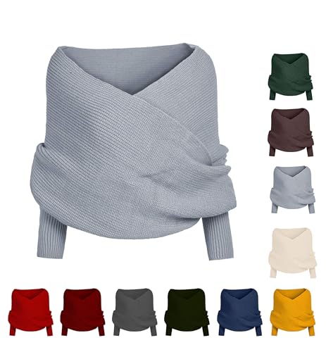 XIRUJNFD Knitted Sweater Scarf with Sleeves for Women