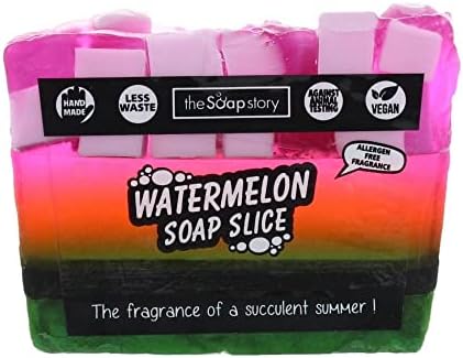 The Soap Story Handmade Soap Slice, Vegan Soap Bar made with Vegetable Glycerin, 100% Cruelty Free, Using Only the Best Ingredients for your Body, 120g| Vegan Gifts | Body Soap - Watermelon