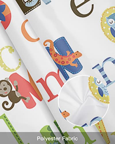 Valance Curtains For Kitchen Window, Cute Animals Alphabet For Kids Rod Pocket Valances Window Treatments Colorful Printed Short Curtains For Bedroom/Living Room,54" X 18" -1 Panel, #TOP7