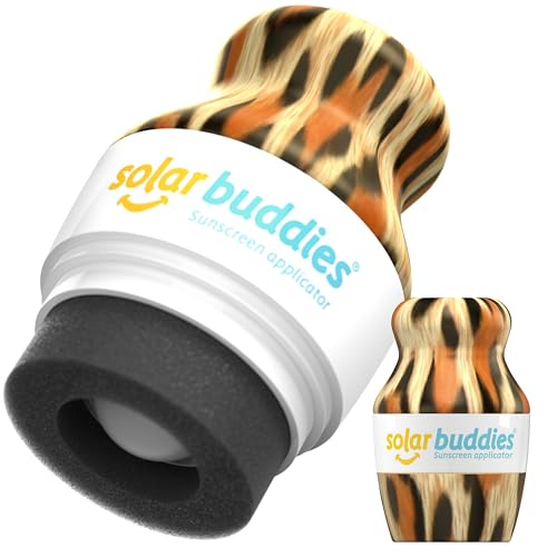 Solar Buddies Sunscreen Applicator - Leopard Single - Refillable Roll on Sponge Sunscreen Suncream & Lotion Applicator For Kids Adults & Families - Holds 3.4fl oz Perfect Size for Travel