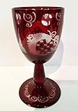 Antik Glas Egermann Weinglas antik, geschliffen Sherry Glas Böhmisches Glas rubin rot Antik Glas Sammler Glas gebraucht Zustand wie neu Höhe ca. 11,5 cm