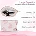 Makeup Bag Large Capacity Elegant Bow Preppy Cosmetic Bag Aesthetic Design Canvas Zipper Organizer Pouch Cute Roomy Pink Portable Toiletry Bag for Women Girls Travel Storage Accessories