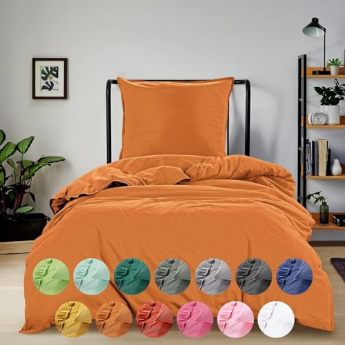 wometo Bettwäsche Renforce Stone-Washed 135x200 & 80x80 cm 100% Baumwolle...