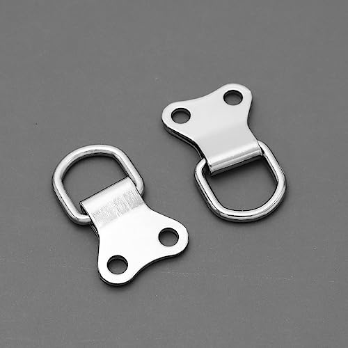 Image of 50PCS D-Ring Picture Frame Hanging Hook Double Hole Photo Frame Hangers with Screws Wall Bracket Hanger for Picture Hanging Silver-Plated 3.5x2.2cm