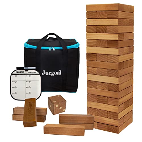 Juegoal 54 Pieces Giant Tumble Tower Blocks Game Giant Wood Stacking Game with 1 Dice Set,...