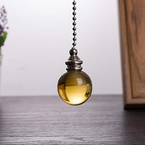 Image of Ceiling Fan Pull Chain, 2pcs 30mm Diameter Yellow Crystal Ball Fan Pull Chain, 20 Inches Fan Pulls Set with Connector Ceiling Fan Pull Chain Ornaments Lighting Accessories