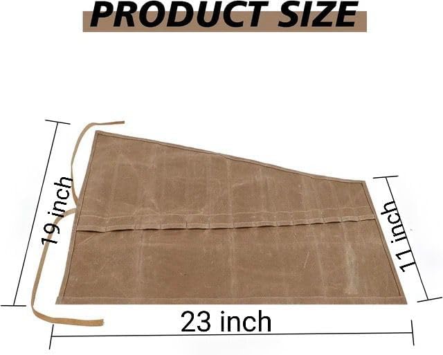 14 Pockets Tool Roll Bag | Wrench Organizer Pouch for Garage, Bike & Car Tools (Tan) 1