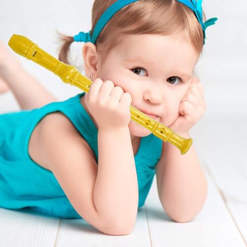 Soprano Recorder Descant Flauta Recorder 8 Hole ABS Clarinet German Style Treble flute C Key With Fingering Chart Instructions with Cleaning Rod Bag (yellow)