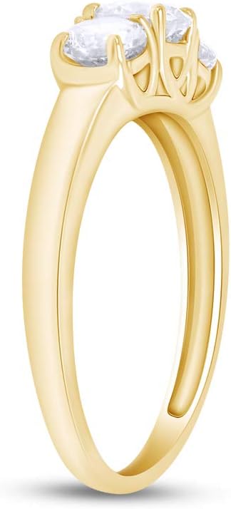 THE JEWEL ZONE Round White Cubic Zirconia Three-Stone Ring in 14k Gold Over Sterling Silver