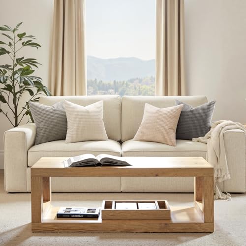 MIULEE Boho Farmhouse Decorative Pillow Covers 20x20 Inch Set of 4 Rustic Modern Home Decor Couch Throw Pillows Corduroy Pillowcases for Sofa Living Room Bed Neutral