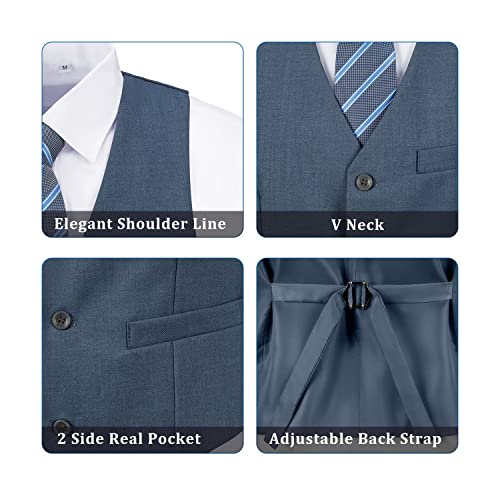 Jpf Men Waistcoat Vest V-Neck Slim Fit Dark Grey Casual Suit Vests Business Wedding Dress Waistcoat Vest For Tuxedo Or Suit M #TOP5