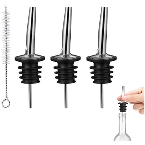 3 Pcs QUALDESN Bottle Pourers with Brush Cover
