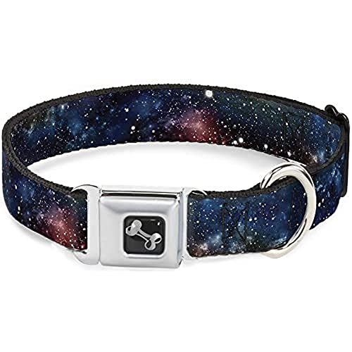 Buckle-Down Seatbelt Buckle Dog Collar - Space Dust Collage - 1 Wide - Fits 11-17 Neck - Medium