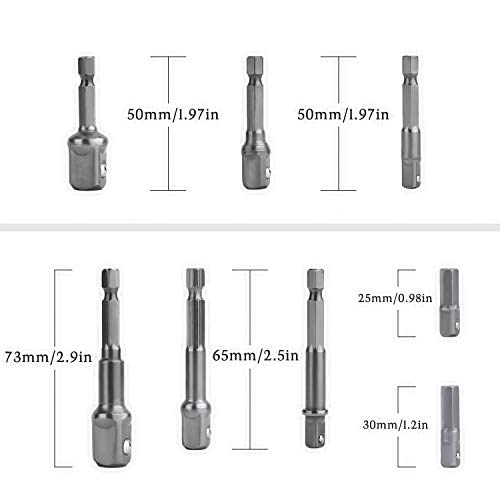 Newte 3/8 Impact Socket Set, Right Angle Bit Adapter 8Pcs 1/4 3/8 1/2" Hex Shank Grade Driver Sockets Adapter Extension Set + Right Drill Screwdriver Set #TOP5