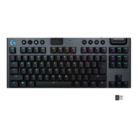 Logitech G915 LIGHTSPEED TKL kabellose mechanische Gaming-Tastatur ohne Ziffernblock, Taktiler GL-Tasten-Switch mit flachem Profil, US QWERTY Layout- Carbon Cover