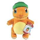 Jazwares Juguete de Peluche Pokémon Charmander de 8 Pulgadas, con Accesorio de Sombrero de Invierno, con Licencia Oficial, Regalo para niños
