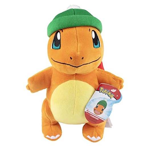 Pokémon 8" Charmander Plush Stuffed Animal Toy - with Winter Hat Accessory - Officially Licensed - Gift for Kids