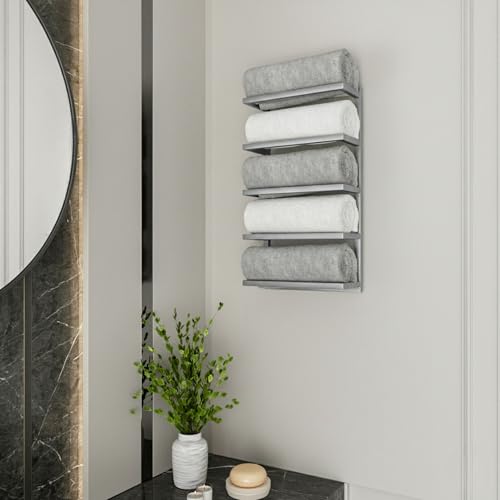 Modern Tiered Towel Rack - Wall-Mounted Metal Towel Shelf for