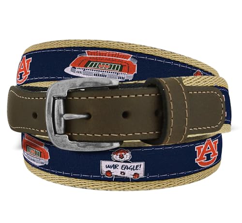 ZEP-PRO NCAA Men's Auburn Tigers Collegiate Stadium Collection Woven Ribbon Belt, Size 38