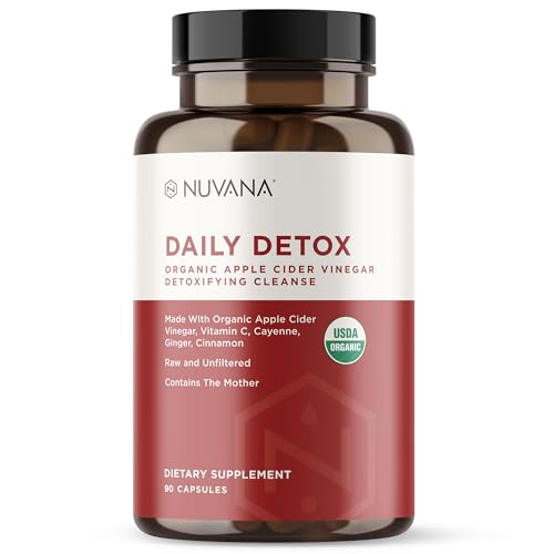 Advanced Detox Apple Cider Vinegar - Organic w/ The Mother - Natural Healthy Weight, Digestion, Energy, and Detox Support - ACV By Nuvana - 90 Capsules