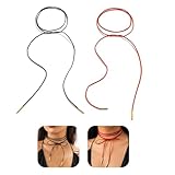VLIEGEN 2PC Gothic Bow-knot Velvet Choker Necklace Sexy Long Wrap Rope Collar Tie Neck Chain Gothic Boho Brown Wrap Velvet Choker