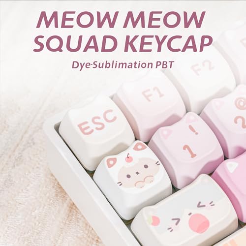 Image of ZORNHER ZH100 Wireless Cat Mechanical Keyboard,98% Pink Cute Creamy Keyboard with Number Pad,Full Size Hot-Swappable Kitty Gaming Keyboard,Meow Meow Squad Keycaps,Clicky Blue Switches,RGB Backlit