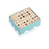 [Maplefea]木製スタンプ 42個セット 数字＆日付 スタンプ 手帳レーション ブナ材製 滑らか仕上げ イラスト プチギフト対応 ハンドメイド素材 新学期準備(DIY・クラフト用) ハッピーアニマルパーティー