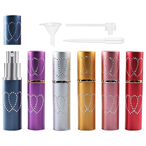 DPWELL 6 stücke Parfüm Zerstäuber Flaschen, 10 ml Schöne Herz Muster Tragbare Parfüm Zerstäuber Nachfüllbar