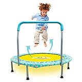 EAQ Trampoline pour Enfants avec poignée réglable，Mini Trampoline intérieur/extérieur avec poignée，Trampoline pour Tout-Petits avec Housse rembourrée de sécurité