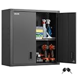 VEVOR Metal Wall Cabinet, 30W x 12.2D x 30H Inch, Steel Floating Hanging Storage Cabinet with Locking Doors and Adjustable Shelf for Garage, Basement, Kitchen, Warehouse Assembly Required, Black
