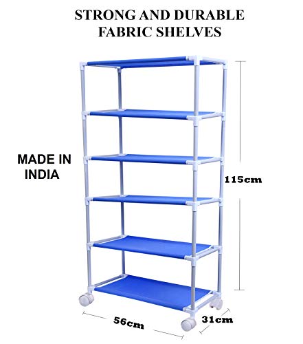 Image of Little One'S | 5 Shelves Baby Foldable Wardrobe | Aquatic Blue (Made In India) - Fabric