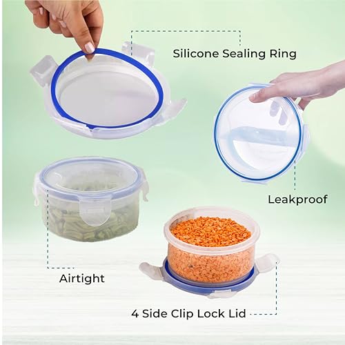 HOMESHOPA Plastic Airtight Food Storage Container, 2.3 Litre 1 Pack Round Leakproof Stackable Container with Clip-Lock Lid, BPA Free Reusable Meal Prep Lunch Box, Microwave Freezer & Dishwasher Safe - Image 2