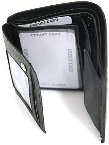 Euro Leather Mans Quality Small Soft Leather Wallet Mens Credit Cards Coins - Size: 107(h) x 83(w) x 25(d) mm - Black
