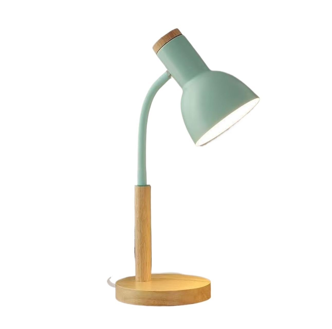 Lampy Biurkowe Pielęgnacji Lampa Stołowa Z Regulowanym Kierunkiem, Wtykowa, Podstawą Drewnianą, Przełącznikiem Przyciskowym Nauki(Grün)