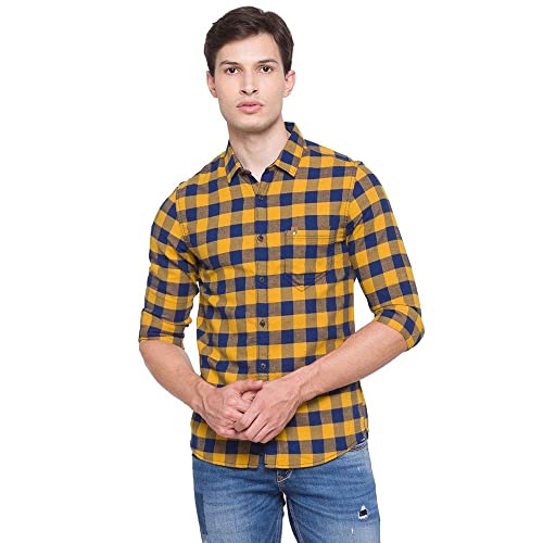 Image of Spykar Men's Checkered Slim Fit Shirt