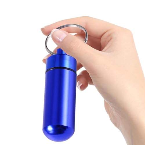 アルミニウム製 キーホルダー付き ミニ防水薬瓶|屋外向け密封型丸薬容器|ハイキング・キャンプ・トレッキングでの薬剤保管に最適キーホルダー ピル ホルダー - キーホルダーピルボックス