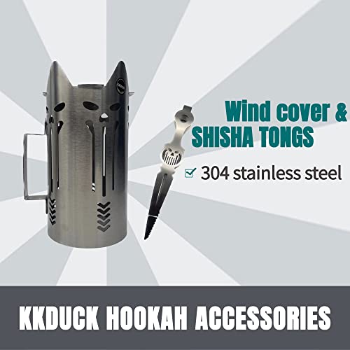Hookah Windcover Kkduck Stainless Steel With Handle With Shisha Tongs For Charcoal Holder Shisha Accessories Charcoal Heat Management System #TOP3
