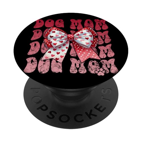 Dog Mom Heart Bow Love Paw Pet Amante PopSockets PopGrip Adhesivo