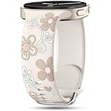 Witzon Floral Band Compatible with Samsung Galaxy Watch 8 Band 40mm 44mm, Samsung Galaxy Watch 8 Classic 46mm, Cute Soft Silicone No Gap Sport Strap Replacement for Women Men, Starlight