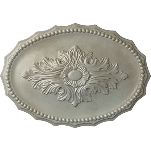 16 7/8"W x 11 3/4"H x 1 1/2"P Oxford Ceiling Medallion, Hand-Painted Flash Gold