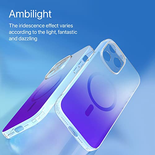 Image of eller sante Zurich MAGPRO Gradient Colored for iPhone 14 Pro Case Cover, Transparent, 6 Feet Drop Protection, Shockproof, Scratch Resistant, Slim, Compatible with MagSafe Back Cover - Purple