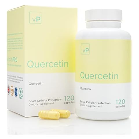 Quercetin 500mg x 120 Capsules - Third Party Tested Over 98.4% Purity - Natural Quercetin Supplement - 60 Grams - Vitality Pro Cover